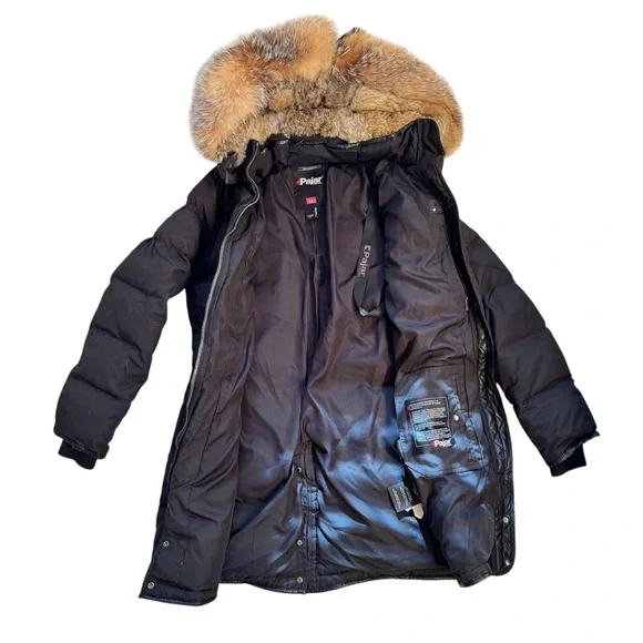 Pajar Canada goose black down fur hood women’s winter long parka jacket Sz S - Picture 3 of 10